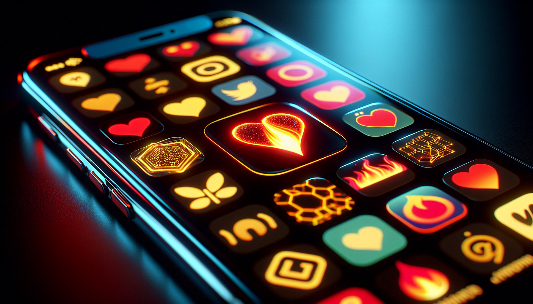 Eine Illustration von verschiedenen Dating-App-Symbolen auf einem Smartphone-Bildschirm