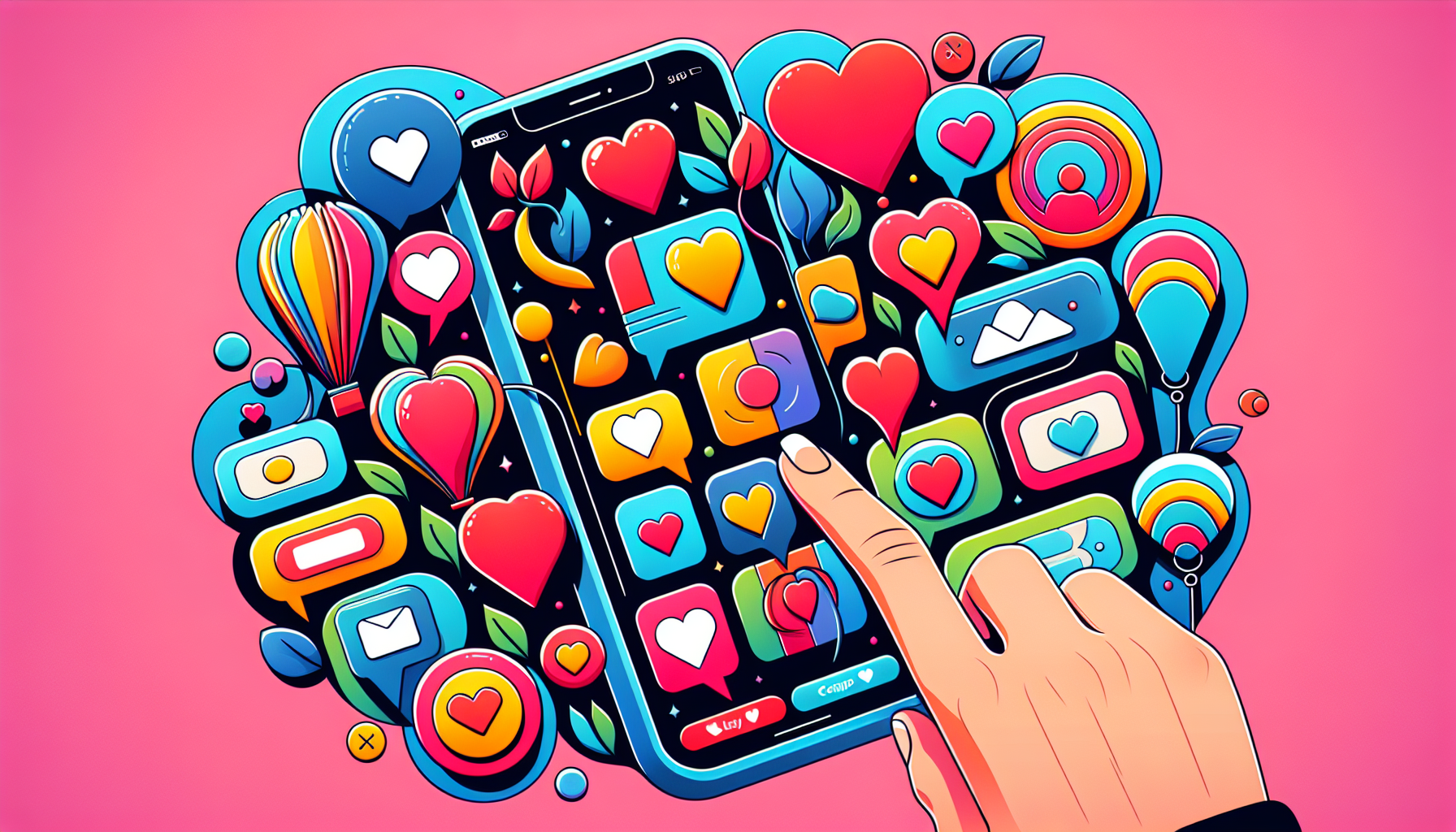 Illustration von verschiedenen Dating-Apps auf einem Smartphone